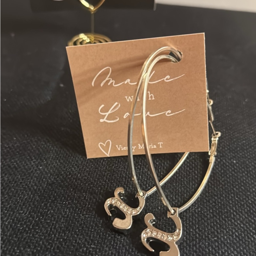 Elegant Gold Hoop Earrings with Crystal Accents by Viesty Maria T